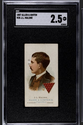 1887 N28 Allen & Ginter #30 J.L. Malone — SGC 2.5