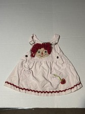 Vintage Raggedy Ann Pink Corduroy Dress has stains size 2T