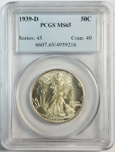 1939 D Walking Liberty Half Dollar PCGS MS-65