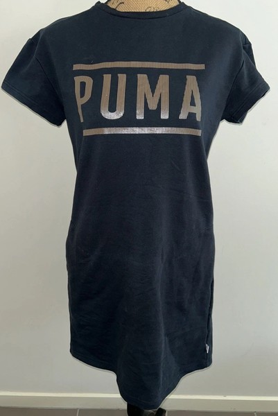 Puma Sport Womens Tee Shirt Dress Mini Black Sparkly Logo Sleeveless Size XS
