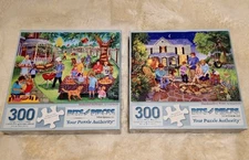 2 Bits and Pieces Large Piece puzzles 300 pc Marshmallow Roast Backyard Barbecue