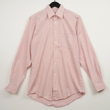 VTG Hathaway Red Stripe Button-Up Shirt English Poplin Sz 14 32-33