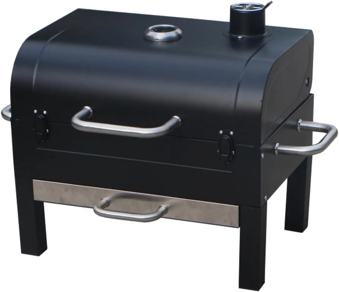Portable Tabletop BBQ Grill - 18-inch, 2-Tiered, Side Handles & Lid for Picnic