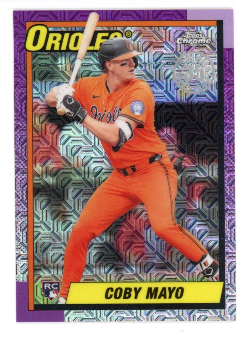 2025 TOPPS UPDATE  1990 SILVER PACK CHROME COBY MAYO RC # U90C-51 ORIOLES