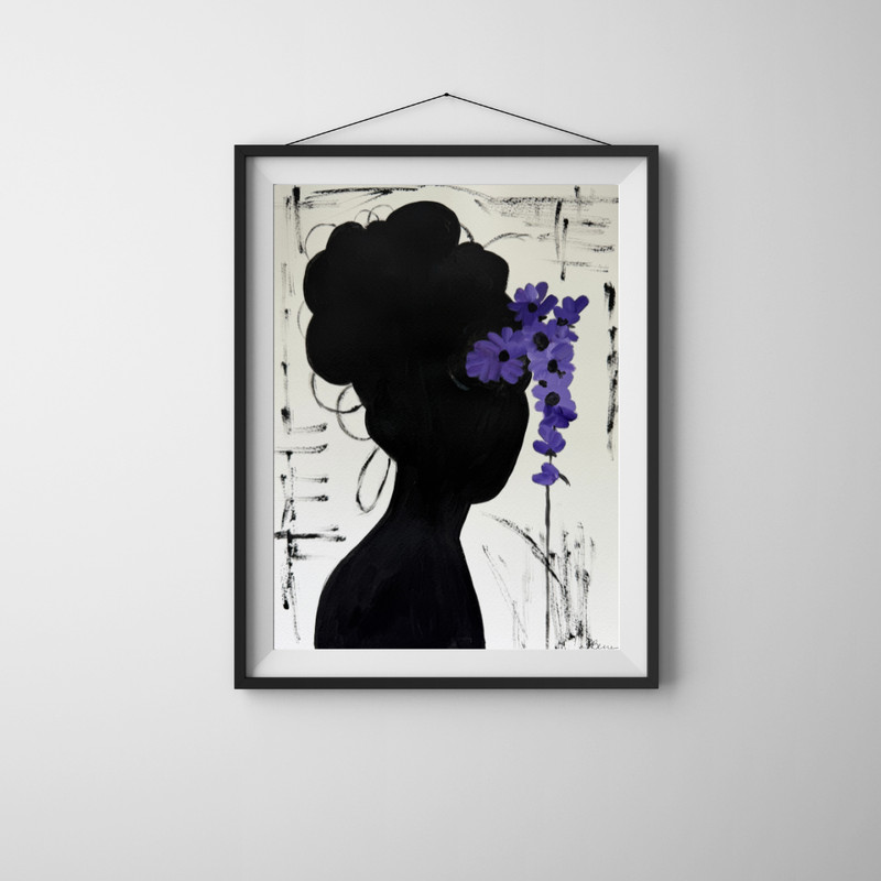 Abstract Expressionism Acrylic Art on 9x12 Paper -Silhouette Woman
