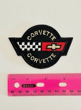 Chevrolet Corvette Iron on Patch Badge Racing Chevy Sports Car Checkered Flag