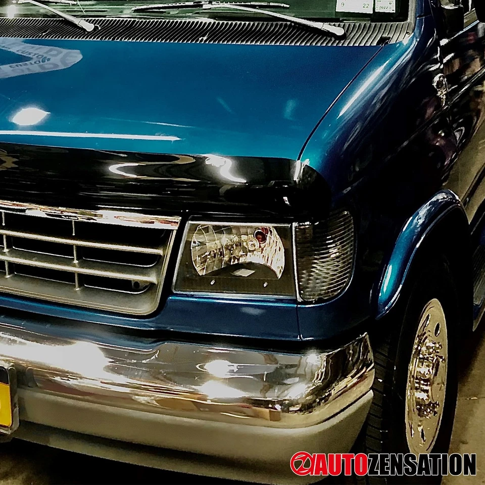 Fit 1992-2006 Ford E150 E250 E350 Econoline Black Headlights+Corner Signal Lamps - Image 2 of 4