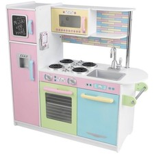 Pemberly Row Modern Uptown Wooden Plastic Play Kitchen in Pastel