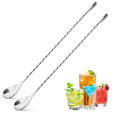 2 Pcs 12 Inches Bar Spoon, Long Handle Mixing Stirrers for Drink, Stainless Stee
