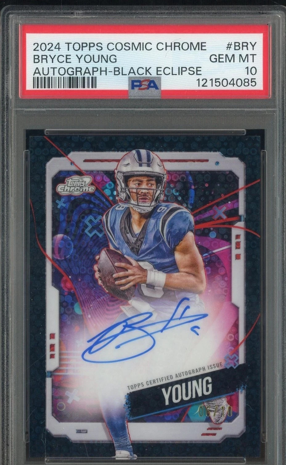 Bryce Young 2024 Topps Cosmic Chrome Black Eclipse Auto 06/10 PSA 10 #CCA-BRY