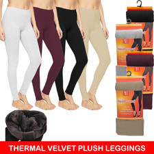 Womens Thermal Leggings Thick Warm Winter Fleece Lined Velvet Brushed 1/2/3 Pack