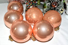 Vtg 6 KREBS Christmas Feather Tree Blown Glass ORNAMENTS In Box Peach Pink Lot — photo 9