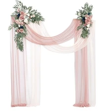 Ling's Moment Pink Blue Artificial Wedding Arch Flowers Kit Pack of 4, 2pcs H...