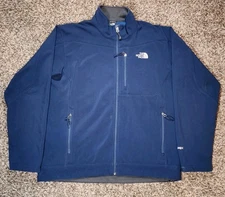 North Face Apex Bionic Jacket XL Navy Blue Soft Shell Windbreaker Fleece Lined