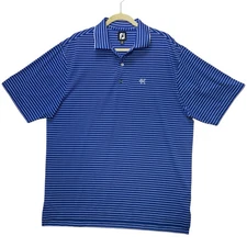 Foot Joy Polo Mens White Blue Logo Four Star Embroidery FJ Shirt Size M