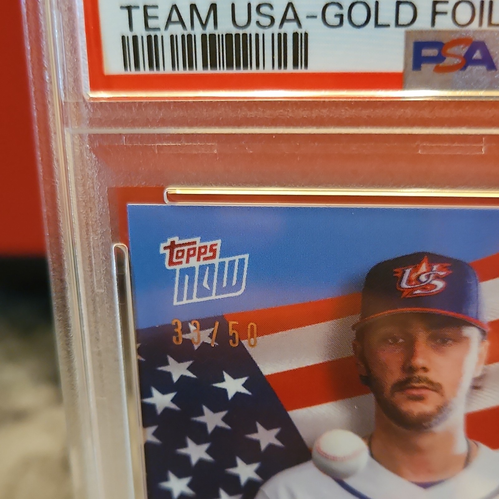 Topps 2026 Now WBC Paul Skenes Team USA Gold Foil /50 #USA07 PSA 9 view 4