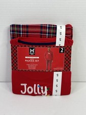 Members Mark Christmas Pajama Set Shirt  Pant Mens Small Jolly Crew Embroidered
