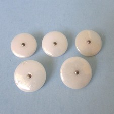 5 Opaque Milk Glass Wafer Pin Shank BUTTON Vintage 27/32" dia