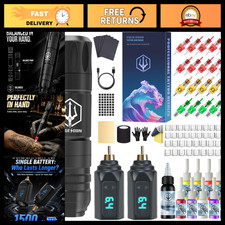 Wireless Tattoo Gun Kit - 2 Battery Machines for Beginners, Professional Use