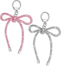 2 Pack Rhinestone Bow Keychain Bling Crystal Bowkont Key Chains  Charm for Wome