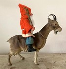 Antique Christmas German SANTA CLAUS Riding on a GOAT CANDY CONTAINER — photo 4
