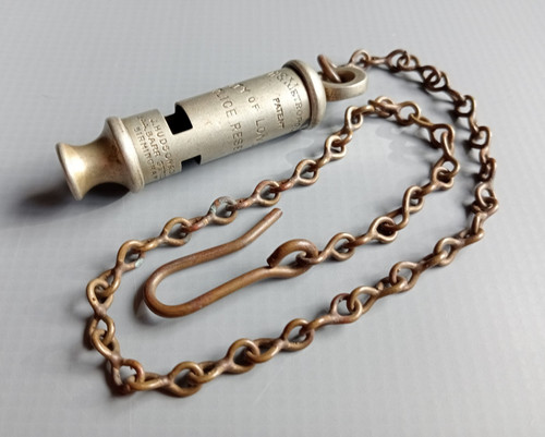 The Metropolitan City of London Police Reserve Whistle w/ Chain 1911-1919 WW1