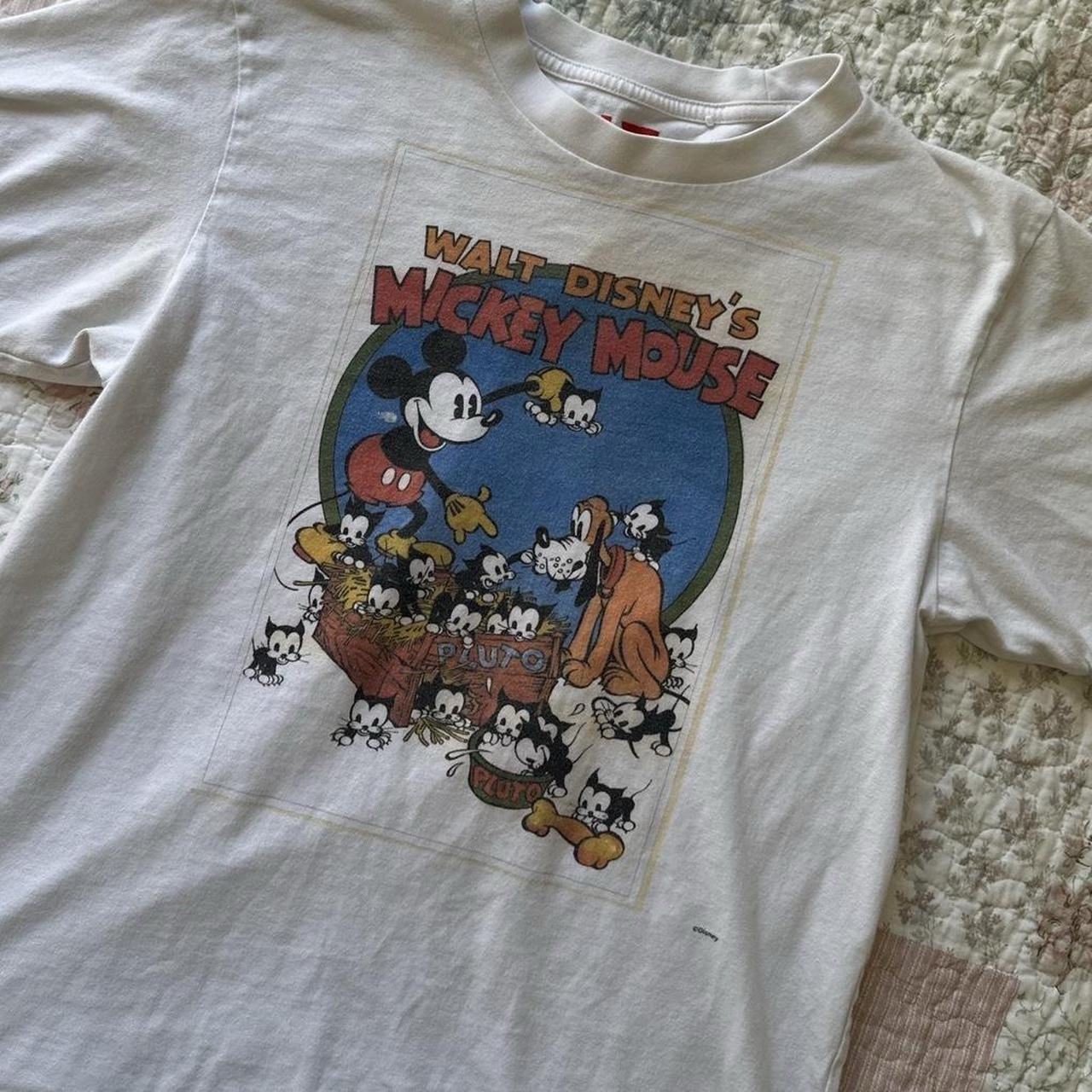 Disney Mickey Mouse Uniqlo White T-shirt Story Book Graphic Size Small Unisex