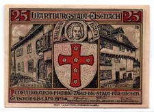 1922 Germany Wartburg Eisenach Notgeld 25 Pfennig Note (3396)
