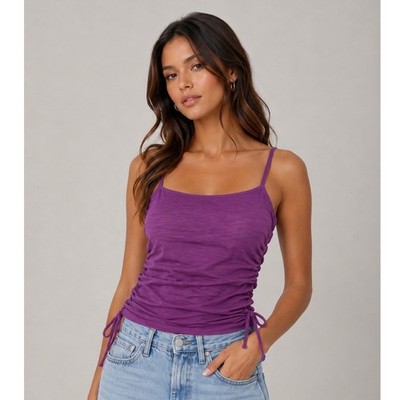 $100 New Goldie Lewinter Pink Side Ruched Tank - Pima cotton - Small