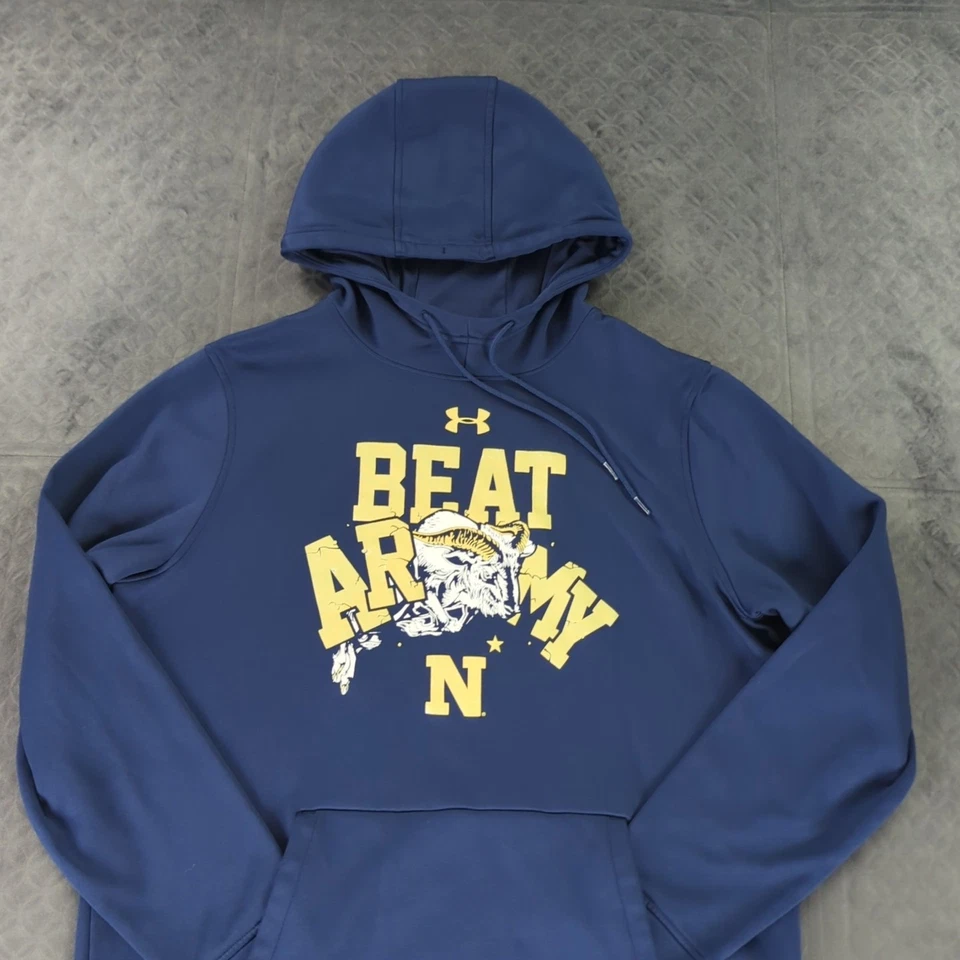 Navy Midshipmen Hoodie Beat Army Under Armour Fooball Blue Long Sleeve Men Large - Image 2 of 4