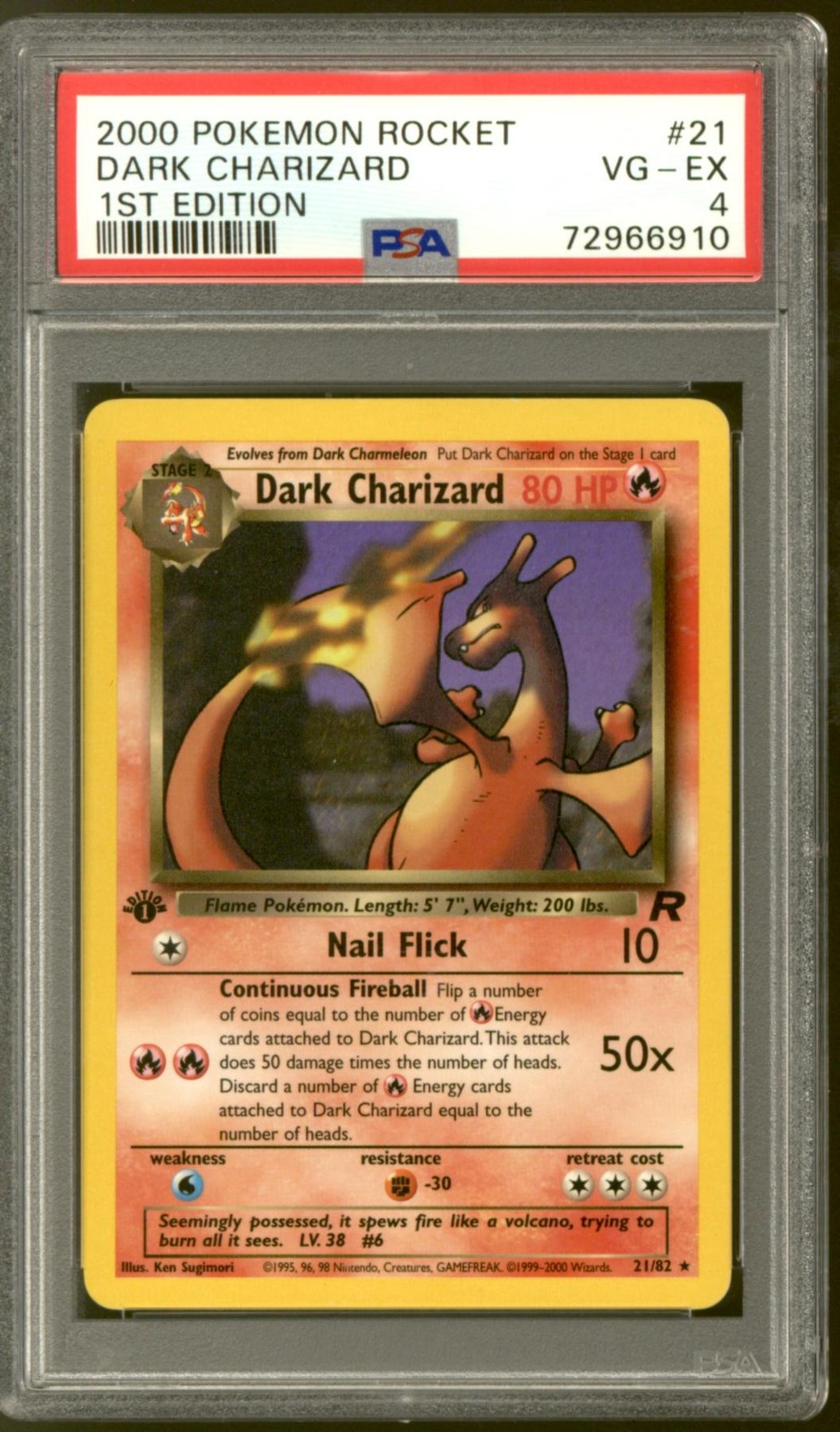 Pokemon Team Rocket 1st Edition Dark Charizard 21/82 PSA 4