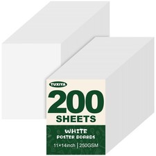 200 Pack White Poster Board,11" x 14" White Poster Paper Bulk,250GSM/92LB Hea...