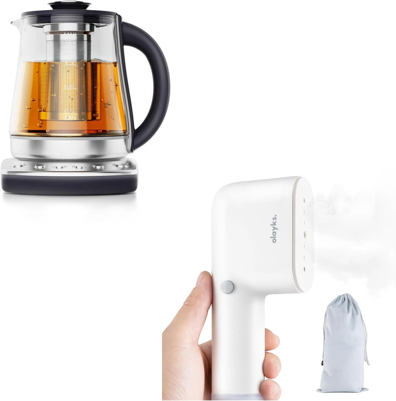 1.5L Electric Kettle with Infuser & Temp Control - Travel Steamer Included