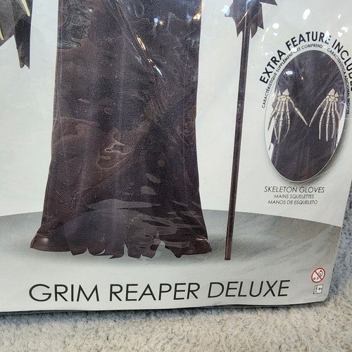 Grim Reaper Costume Child 8 - 10 Medium Scary Halloween Includes Bone Gloves - Picture 7 of 9