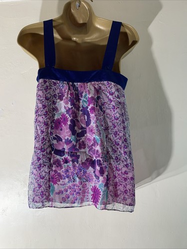 Women Monsoon Uk 8 Pink Mix Silk Blend Floral Overlay Sleeveless Camisole Blouse - Picture 3 of 6