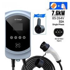 7.6kW 1-Phase | EV Wall Charger | WiFi RFID Bluetooth | Tethered | 5m Type 2