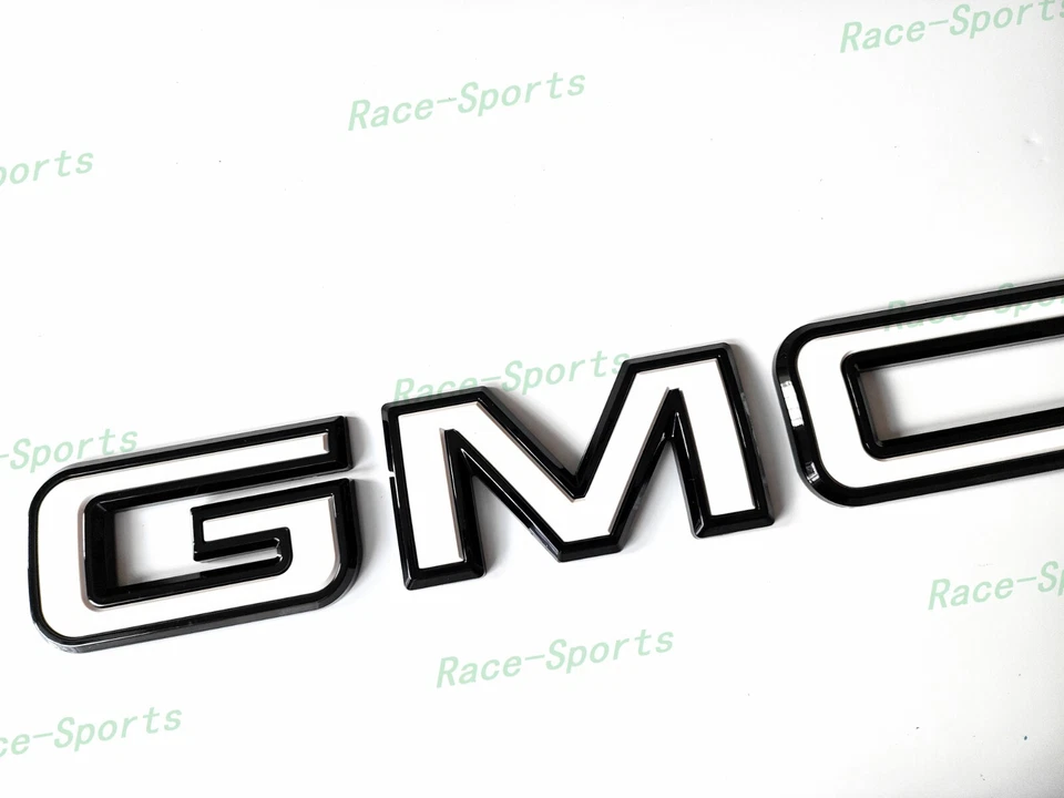 Portón trasero Gloss Black White GMC Emblem GMC Sierra 1500 2500HD 3500HD CANYON Foto 4 de 4