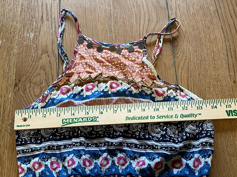 American Eagle Talla Pequeña Mameluco Correas de Espagueti Colorido Boho Campesino Playa Foto 4 de 4