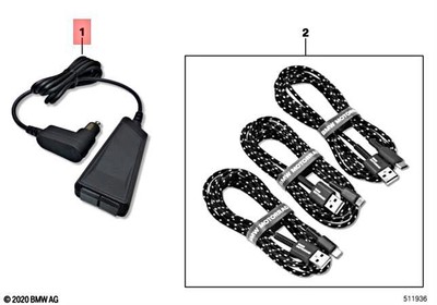 New BMW Genuine Motorcycle Dual USB Charger Sockets With Cable 1.2 