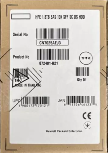 NEW HPE 872481-B21 872738-001 1.8TB SAS 10K 12Gb/s 2.5" SC 512E HDD Hard Drive - Picture 1 of 4