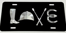 Equestrian Horse Love Car Tag Diamond Etched Engraved Aluminum License Plate