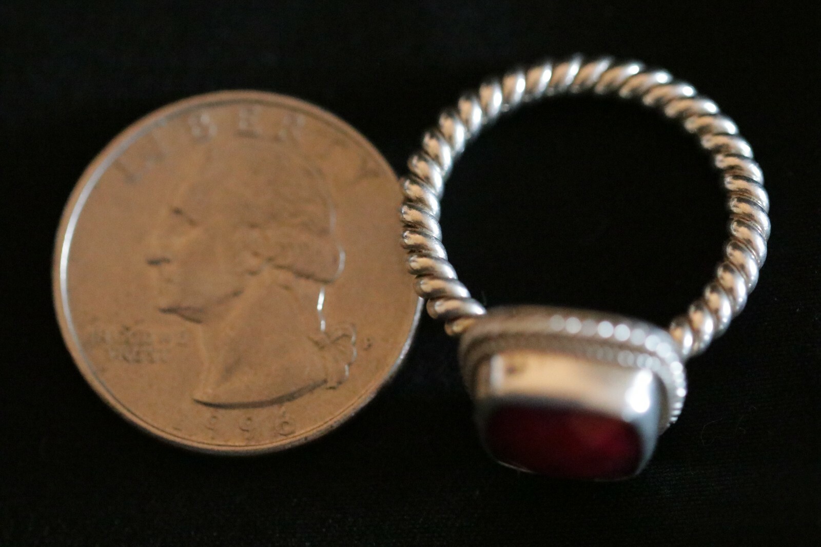 Vintage Sterling Silver Ruby Solitaire Ring Size … - image 9