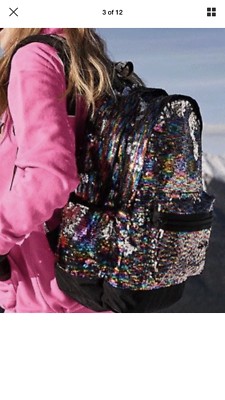 NEW W/ TAGS Victoria\'s Secret PINK Rainbow Sequin Campus Backpack PINK Victoria main image 4