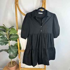 Karlie Black Short Sleeve Collard Tunic Dress sz M