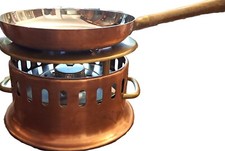 FORNELLO FLAMBE AD ALCOOL IN RAME CON PADELLA IN RAME ANTIADERENTE