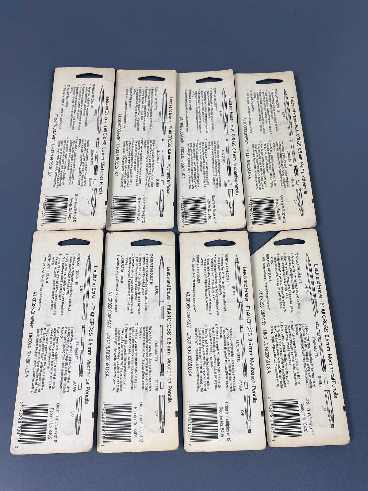 Genuine Cross 0.5 mm Pencil and Eraser Refill 8405 [Lot of 8] New Old