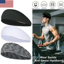 3PCS Unisex Headband Stretch Sports Yoga Gym Hair Band Head Wrap Sweatband