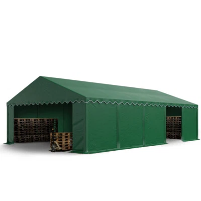 TOOLPORT Tente de stockage 5x10 m abri PVC 700 N imperméable vert foncé - Photo 1/4