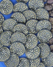 Vintage Ornate Shank Buttons Spiral Swirl 25mm Lot of 6 B8-10