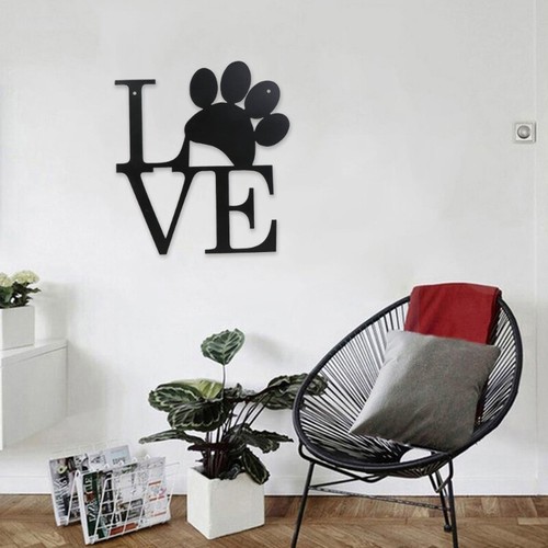 Metal Love Dog Paw Wall Decor Living Room Bedroom Indoor Outdoor Wall